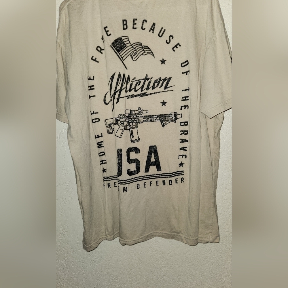 Affliction USA Beige T-Shirt sz 2XL - Picture 2 of 4